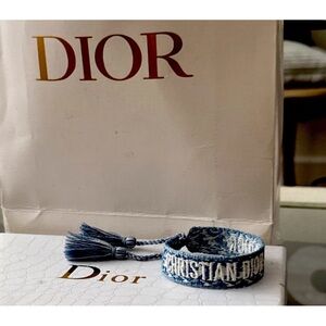 Authentic Christian Dior Friendship Bracelet in Blue. Sizable 5.5 to 9”.
